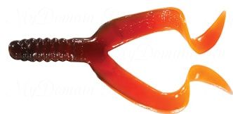 Твистер двухвостый MISTER TWISTER Double Tail 10см уп. 10 шт. 198 (коричневый / оранжевый) фирменная упаковка