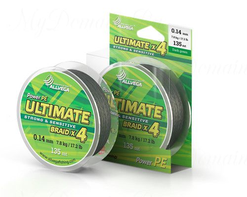 Шнур плетёный ALLVEGA "Ultimate" 135м тёмно-зелёный 0,24мм (15,3кг)