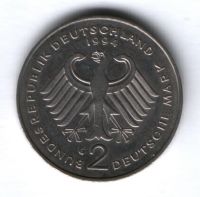 2 марки 1994 г. Германия, Людвиг Эрхард, G