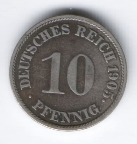 10 пфеннигов 1905 г. G Германия
