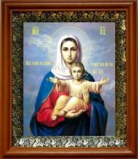 Леушинская икона Божьей Матери (19х22), светлый киот