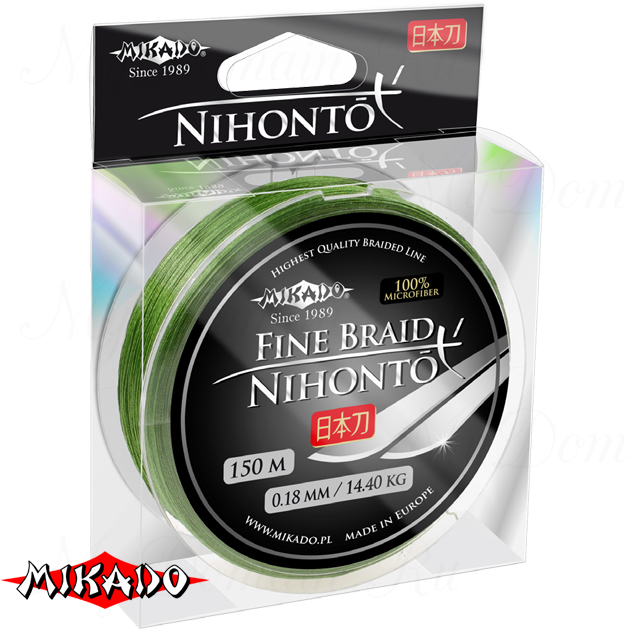 Плетеный шнур Mikado NIHONTO FINE BRAID 0,08 green (150 м) - 4.95 кг., шт
