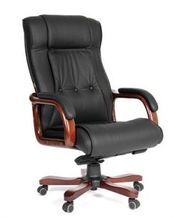 Кресло CHAIRMAN 653 для руководителя, кожа, цвет черный