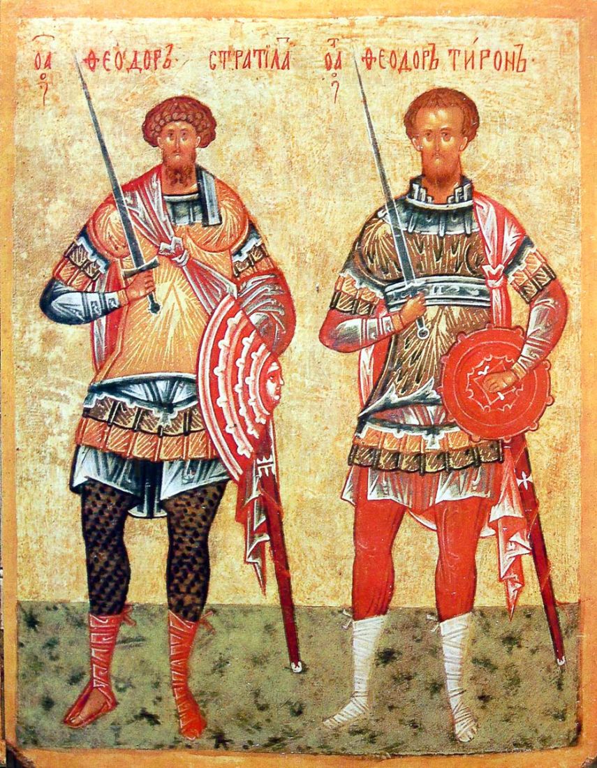 Икона Феодор Стратилат и Феодор Тирон (копия 15 века)