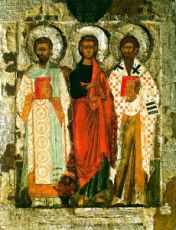Икона Апостол Филипп, Иоанн Златоуст и Ипатий Гангрский (копия 16 века)