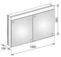 Keuco Edition 400 Зеркальный шкаф для встраиваемого монтажа 21502 106х65 схема 1