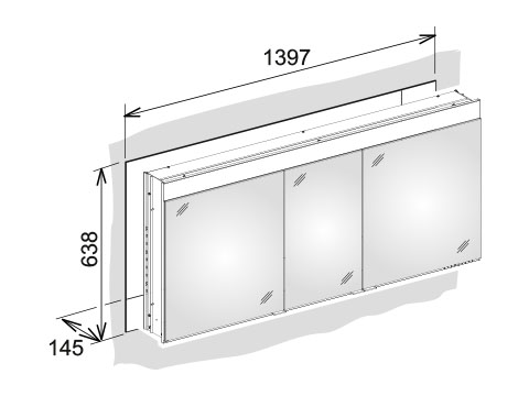 Keuco Edition 400 Зеркальный шкаф для встраиваемого монтажа 21513 141х65 схема 2
