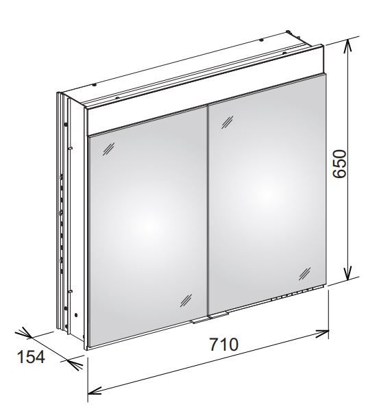 Keuco Edition 400 Зеркальный шкаф для встраиваемого монтажа 21501 71х65 схема 1