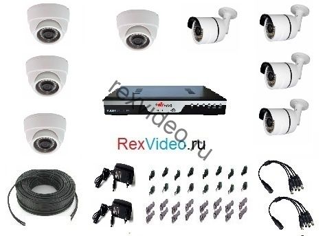 Комплект на 8 камер AHD HD-720p для улицы и помещения + 8-канальный видеорегистратор