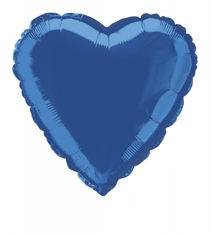 Сердце синее большое шар фольгированный с гелием