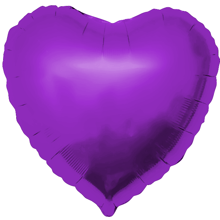 Сердце фиолетовое большое шар фольгированный с гелием