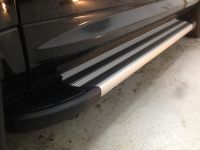 Пороги алюминиевые "Интер" Silver для Hyundai Santa Fe III 2012-2018. Артикул 7711+H-996