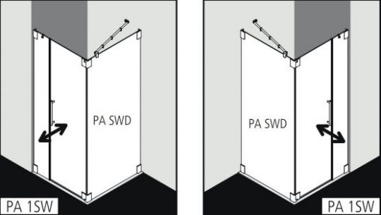 Kermi Pasa в угол или пристенный монтаж PA 1SW схема 1