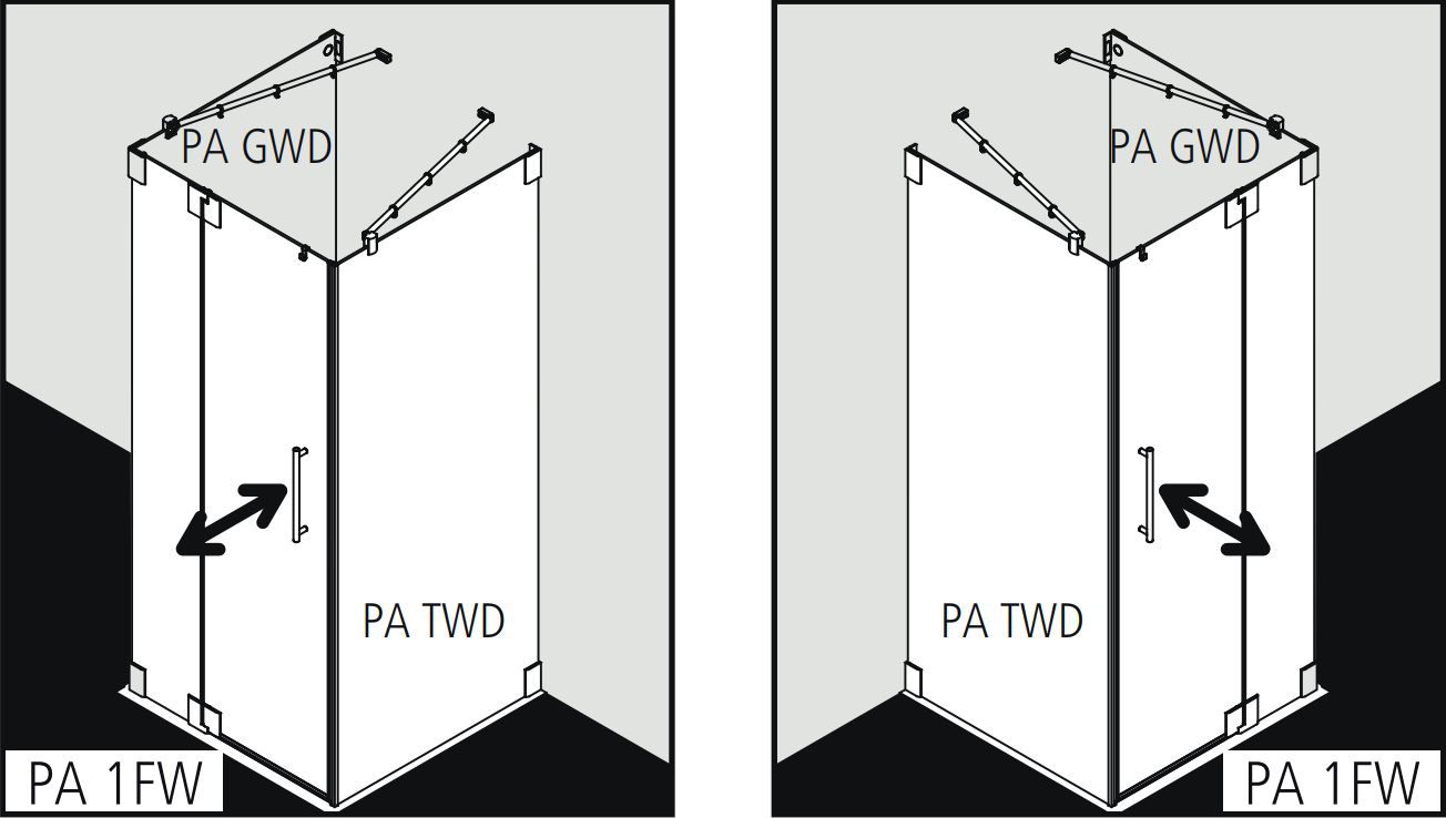 Kermi Pasa в угол или пристенный монтаж PA 1FW схема 3