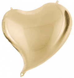 Сердце фигурное белое золото шар фольгированный с гелием