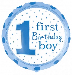 Цифра один на первый годик мальчику шар фольгированный с гелием