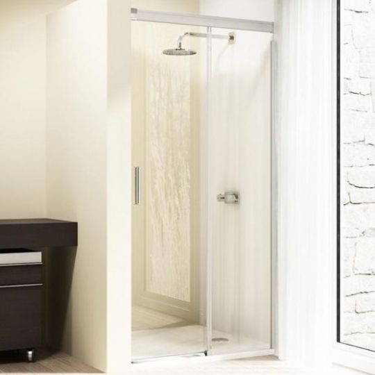 Изображение Односекционная раздвижная душевая дверь в нишу с неподвижным сегментом Huppe Design elegance 8E02