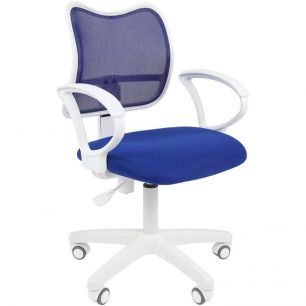 Кресло CHAIRMAN 450 LT WHITE/BLUE для оператора, белый пластик, сетка/ткань, цвет синий