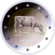 Латвия 2 евро 2016 Сельское хозяйство Корова UNC