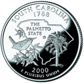 25 центов США 2000г - Южная Каролина, UNC - Серия Штаты и территории