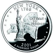 25 центов США 2001г - Нью-Йорк, UNC - Серия Штаты и территории
