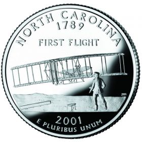 25 центов США 2001г - Северная Каролина, UNC - Серия Штаты и территории