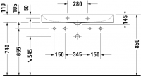 Раковина Duravit DuraSquare двойная шлифованная 100х47 235310 схема 3