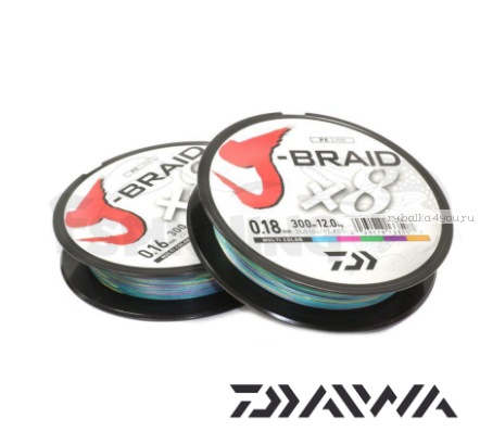 Шнур плетеный Daiwa J-Braid PE X8 300м /цвет: Multicolor