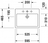 Раковина Duravit Vero накладная 59,5х46,5 045260 схема 1