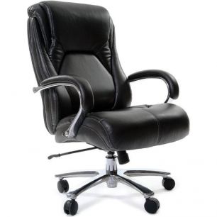 Кресло CHAIRMAN 402/BLACK для руководителя усиленное до 250 кг, кожа, цвет черный