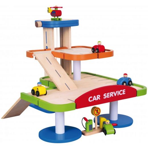 Двухуровневый гараж с аксессуарами Car Service Viga Toys 59690