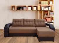 Угловой диван Манчестер с подсветкой коричневый