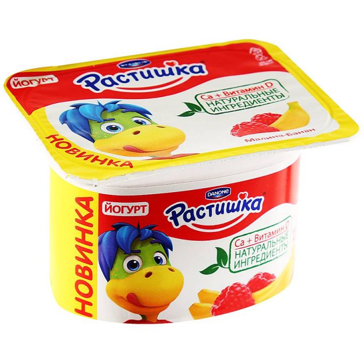 Йогурт Растишка малина/банан 3% 110г Данон Индустрия