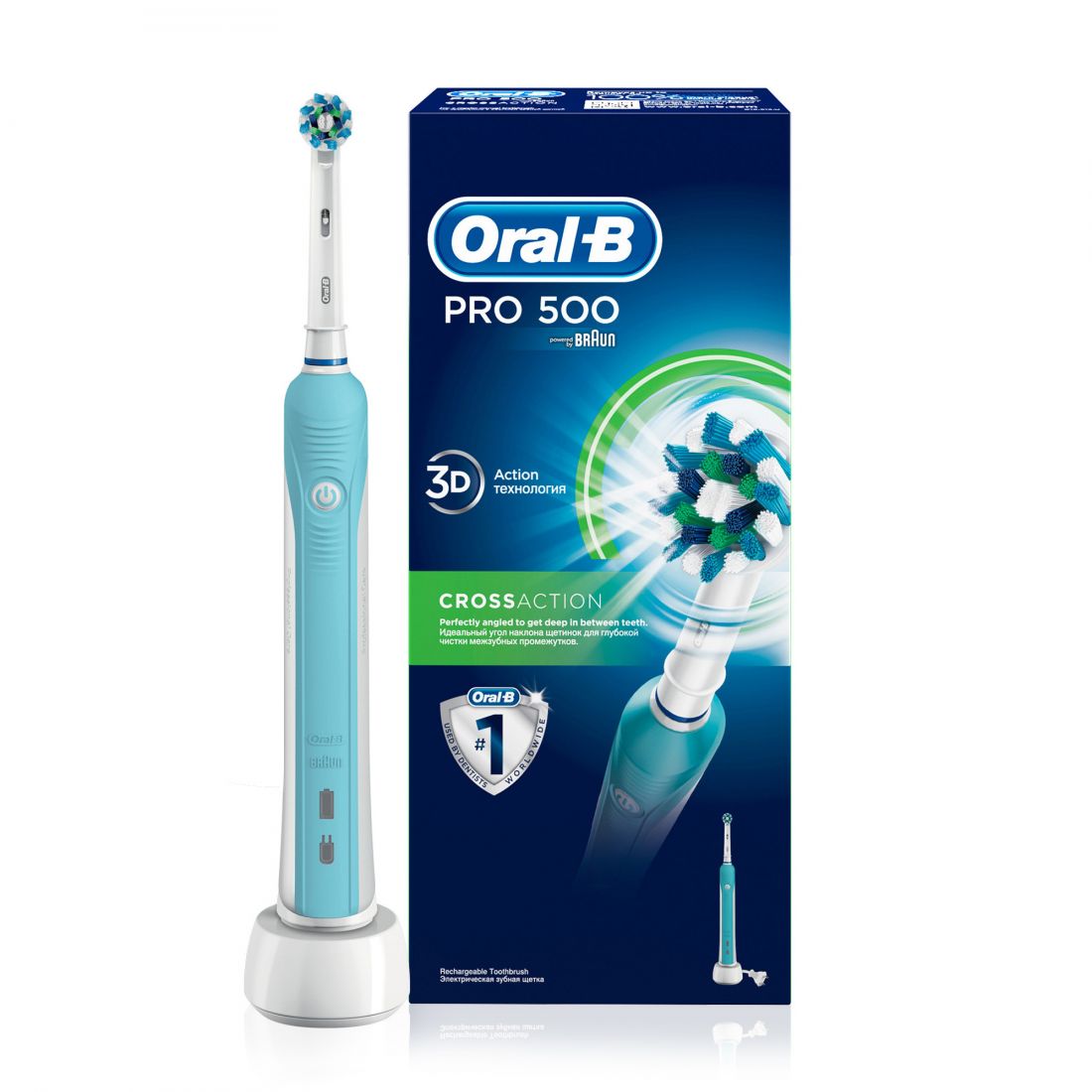 Электрическая зубная щетка Oral-B Pro 1 - 500, light blue