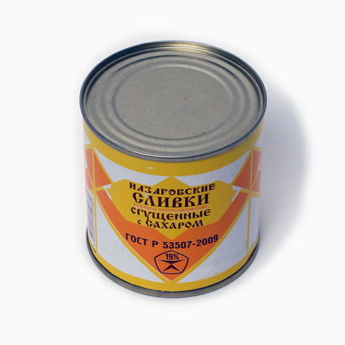 Консервы молокосодержащие сгущенные с сахором и сливками 19% ж/б 345г Назарово