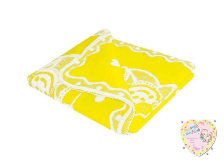 Одеяло детское байковое 118х110 (желтый ангелочки) "Мамин Малыш" код 01761