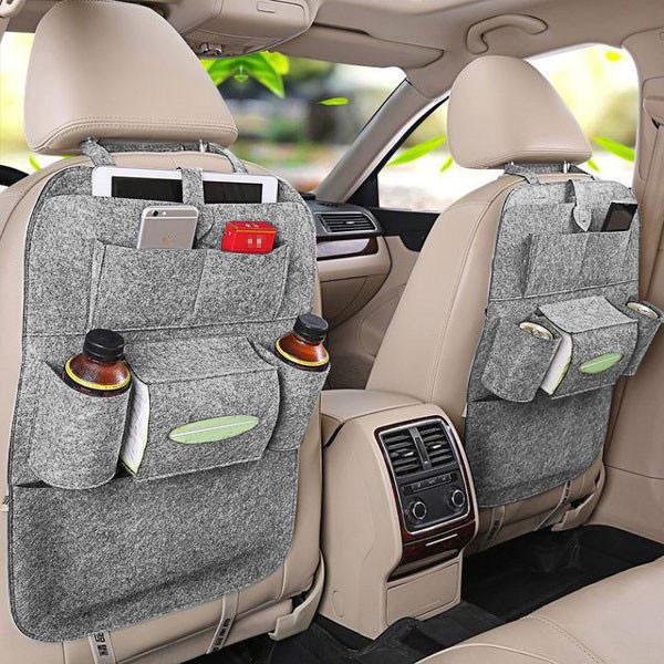 Органайзер Для Спинки Сиденья Авто Vehicle Mounted Storage Bag, Цвет Светло-Серый