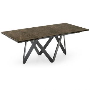 Обеденный стол CARTESIO чёрный матовый (P15 met)/коричневый мрамор (P7C cer)