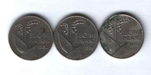 Набор монет Финляндия 1990-1992 гг. 3 шт.