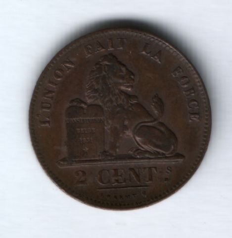 2 сантима 1836 года Бельгия AUNC