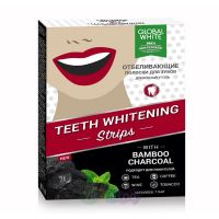 Global White Отбеливающие полоски для зубов древесный уголь без пероксида, 7 шт
