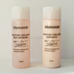 Mamonde Moisture Ceramide Skin softner & emulsion -  набор миниатюр от Мамонде тонер и эмульсия  увлажнение с церамидами (гибискус)  по 25 мл