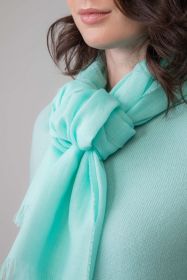 легкий тонкорунный экстра широкий шарф, бирюзовый цвет, TURQUOISE MERINO Merino Tartan 100% шерсть мериноса,   плотность 2