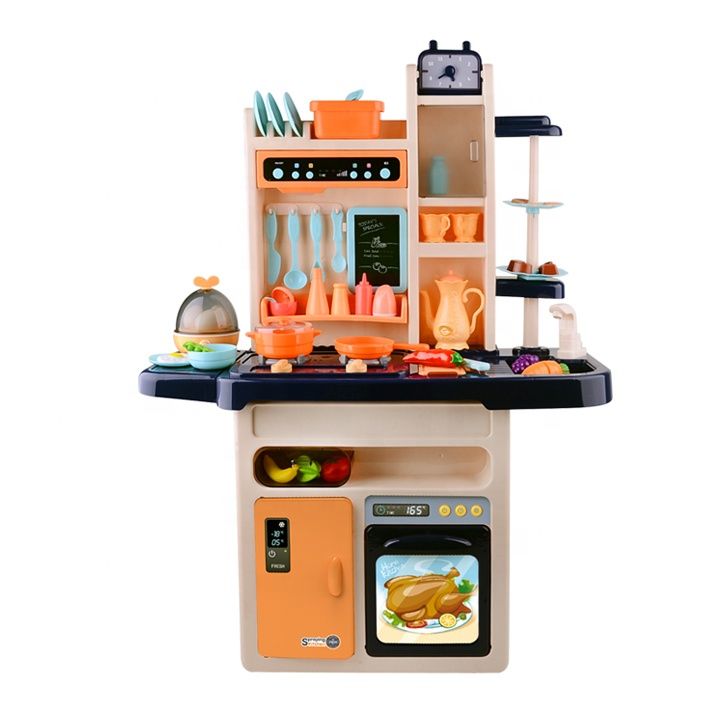 889-161 Детская игровая интерактивная кухня с водой, с паром, 65 аксессуаров, высота 94 см
