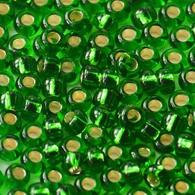 Бисер чешский 57120 зеленый прозрачный серебряный внутри огонек Preciosa 1 сорт купить оптом