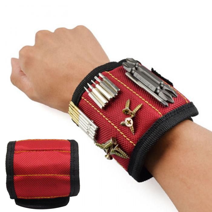 Строительный Магнитный Браслет Magnetic Wristband 3 Магнита, Цвет Красный
