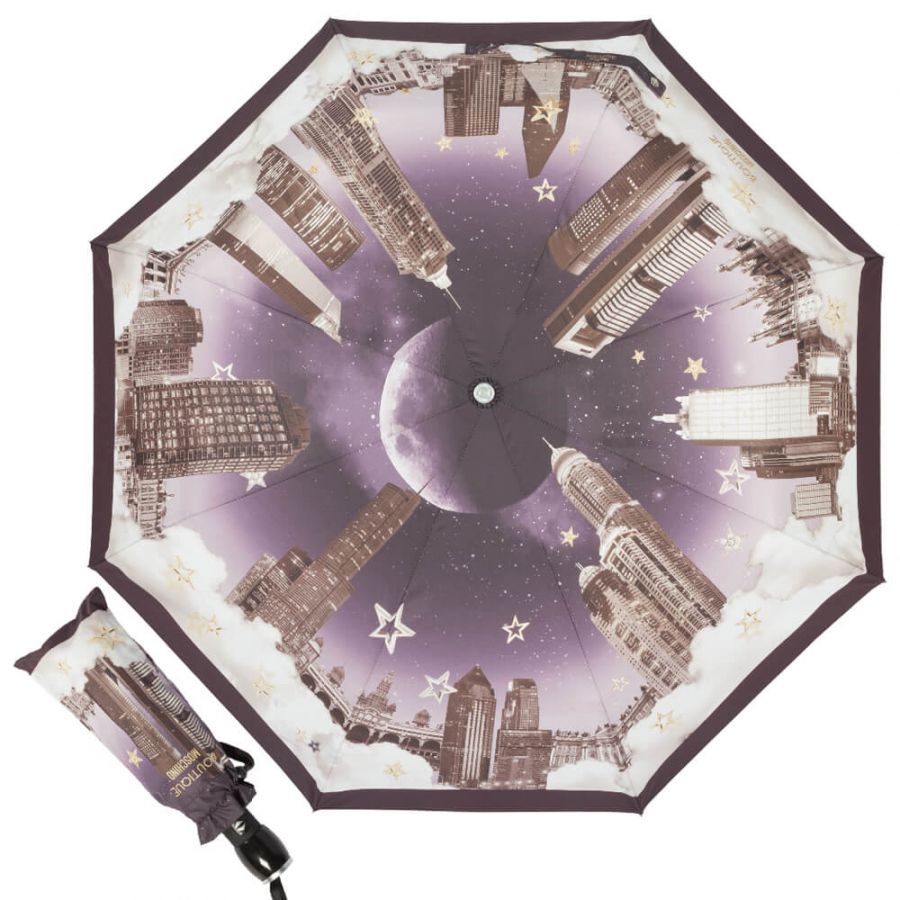 Зонт складной Moschino 7002-OCA Romantic City Black
