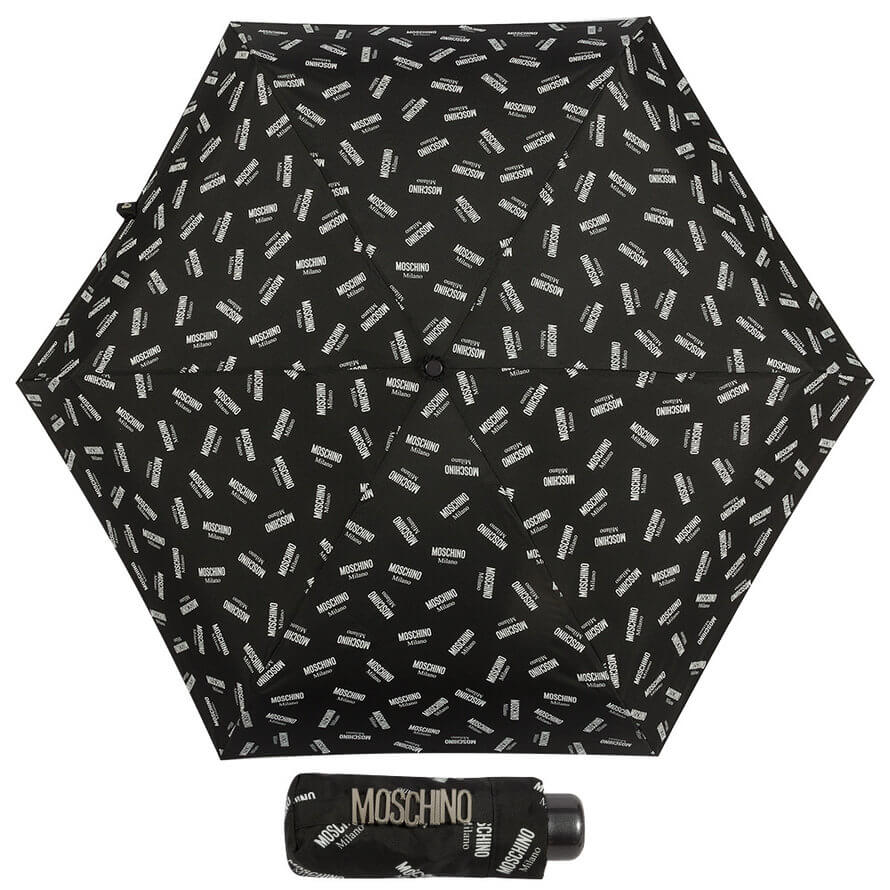 Зонт складной Moschino 8018-SUPERMINIA Logo Black