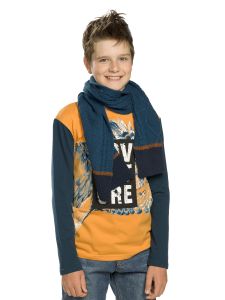 BKFU4131 Вязанный шарф для мальчика синего цвета Pelican