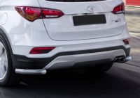 Защита заднего бампера d57 уголки Hyundai Santafe Premium 2015-2016